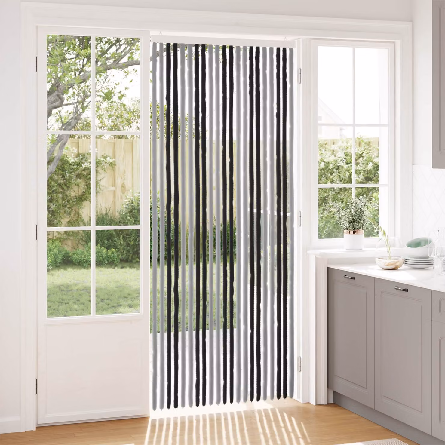 Tenda per insetti in chenille vidaXL Grigio e Nero 90 x 220 cm