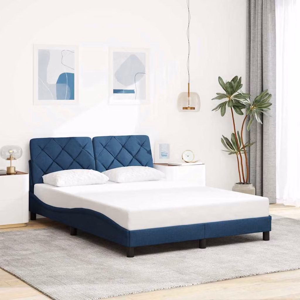 vidaXL Giroletto senza Materasso Blu in Tessuto L/P/H: 140 x 200 x 74,5 cm