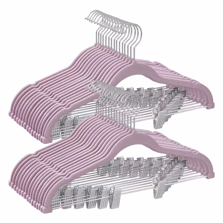 Grucce per Pantaloni in Velluto, Viola Pallido / Set di 30