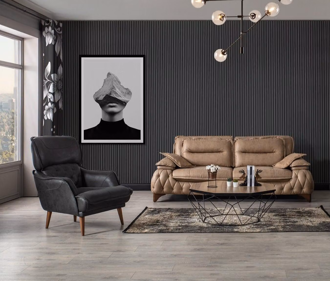 Polstermöbel Sofalandschaft Couchmöbel Sofa Couch Sofagarnitur 3+1