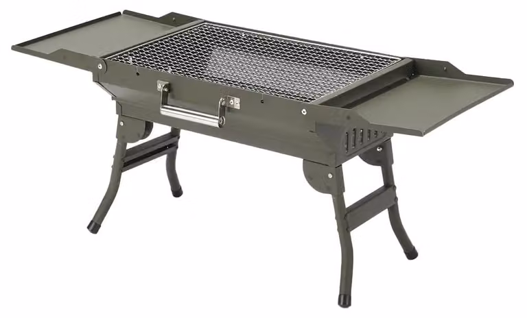 Griglia per carbone - Griglia da campeggio pieghevole - Senza fumo - Portatile - Leggera - Autoportante - Per 3-5 persone