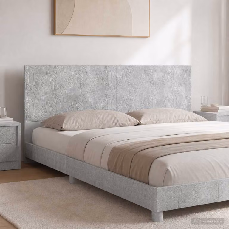 Testiera da muro vidaXL DELFT in tessuto grigio con ripiano integrato e pannello imbottito in legno ingegnerizzato L: 200 cm, H: 50 cm, P: 17,4 cm