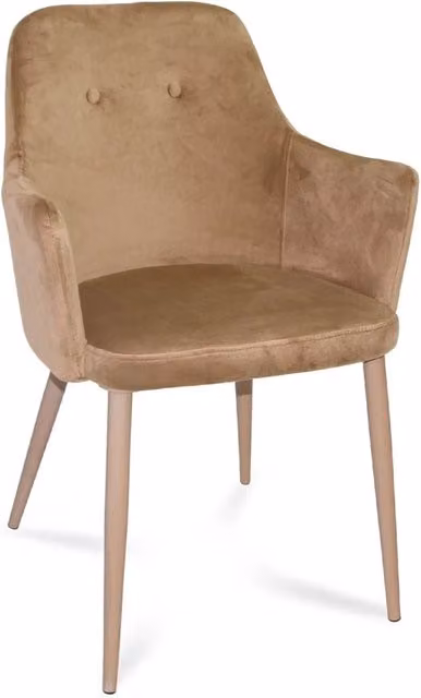 Poltrona Lounge Gunnar Casa Thai S.L. in Velluto Colore Sabbia con Braccioli e Struttura in Metallo