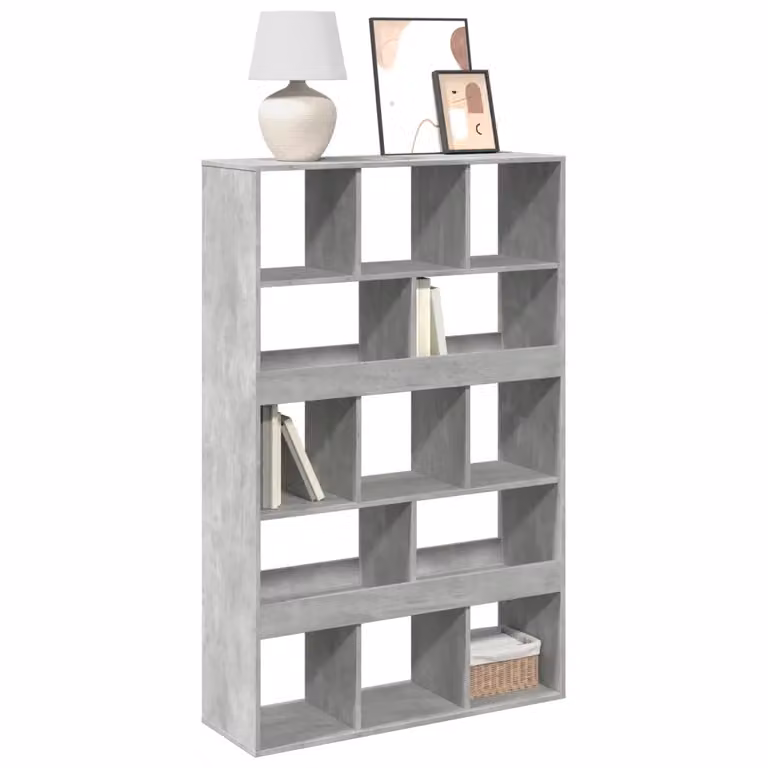 Libreria vidaXL Grigio Cemento in MDF e Legno, L 100 cm x P 33 cm x H 156,5 cm