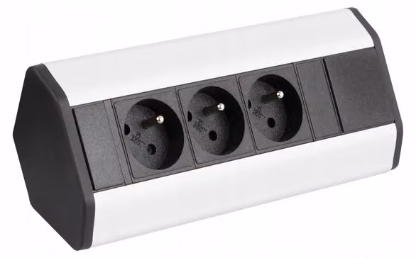 Design Light CORNER BOX, presa angolare, argento, tripla