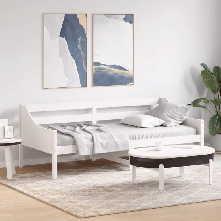 Dormeuse bianca in legno massello di pino vidaXL senza materasso L/P: 200 x 80 cm