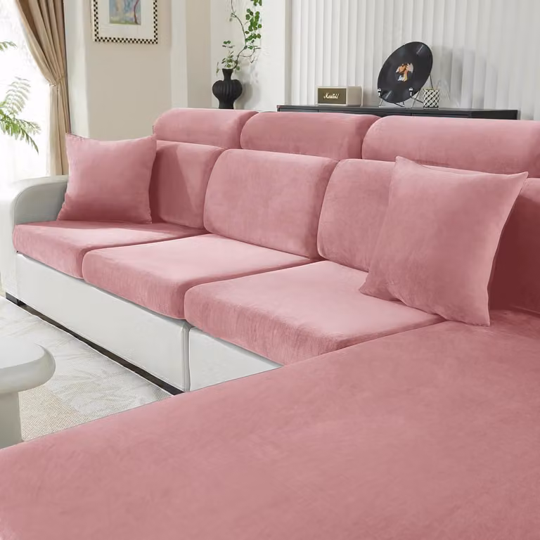 Copertura per cuscino da divano rosa, fodera elasticizzata per chaise longue, copricuscino universale per soggiorno, lavabile