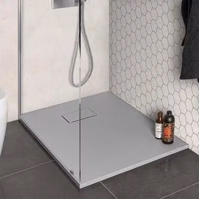 Piatto doccia rettangolare in resina serie Agorà INBAGNO grigio pietra L: 100 cm, P: 70 cm