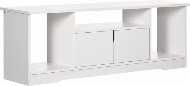 Mobile Porta TV HOMCOM in Legno Bianco con Armadietto e Ripiani Aperti per Soggiorno e Camera da Letto, L/P/H: 120 x 30 x 41 cm