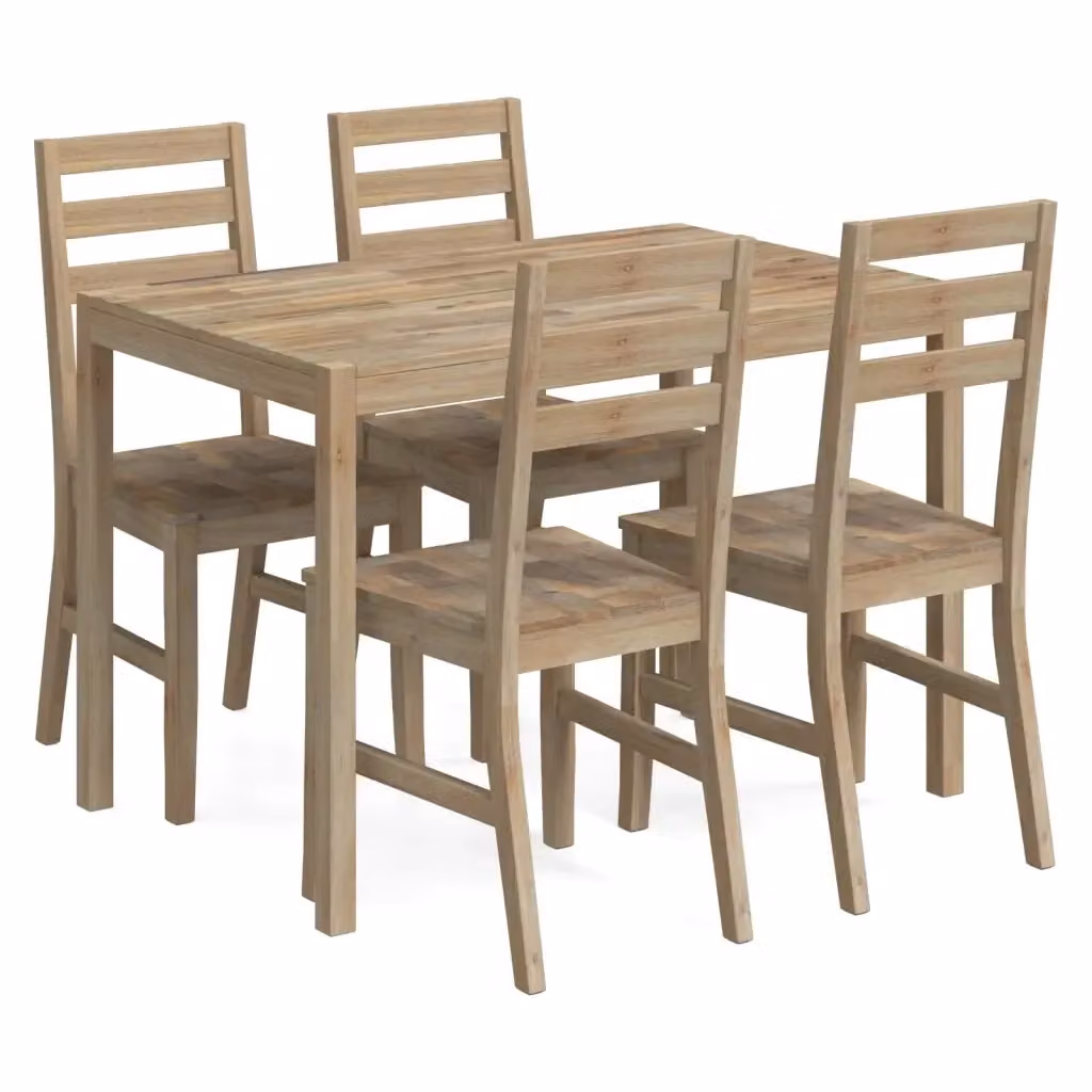 vidaXL Set da Pranzo Moderno in Legno di Acacia Marrone con Tavolo Rettangolare e 4 Sedie – 2