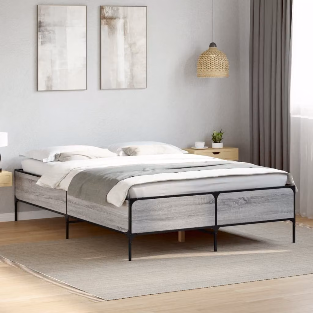 Giroletto vidaXL Grigio Sonoma in Legno e Metallo L/P: 120 x 200 cm