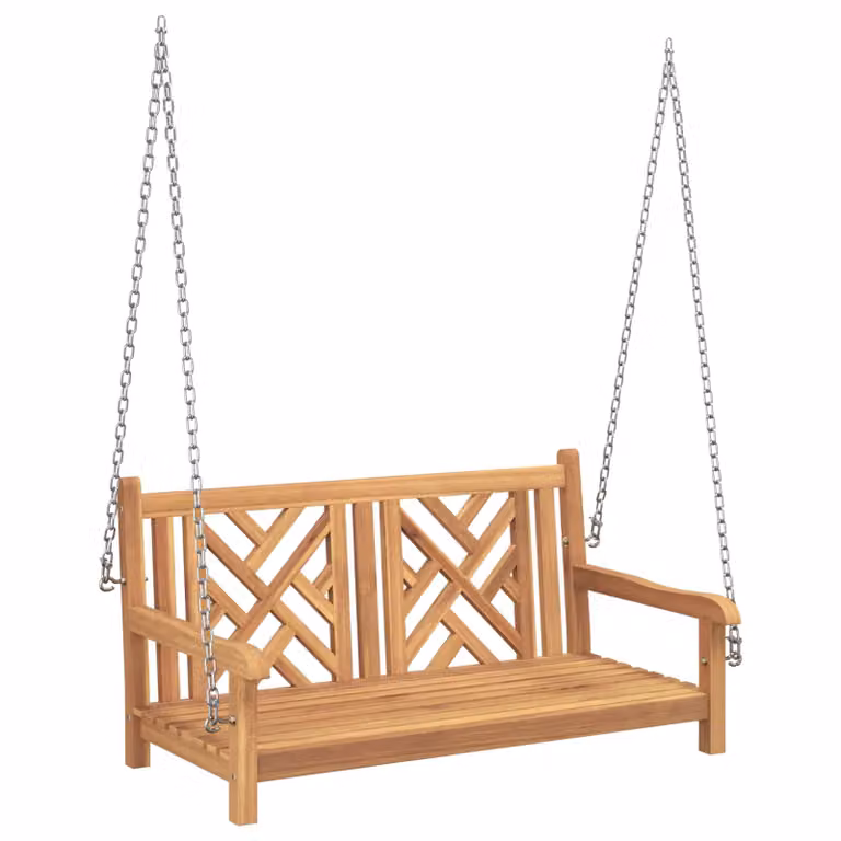 Panchina Altalena da Giardino vidaXL a 2 posti in legno di teak marrone L 114 x P 60 x H 64 cm