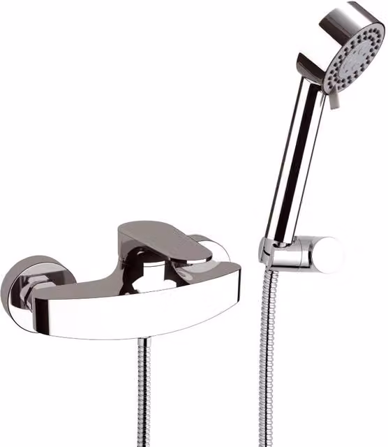 Kit doccia esterno con termostato Remer serie Class Line in ottone cromato argento