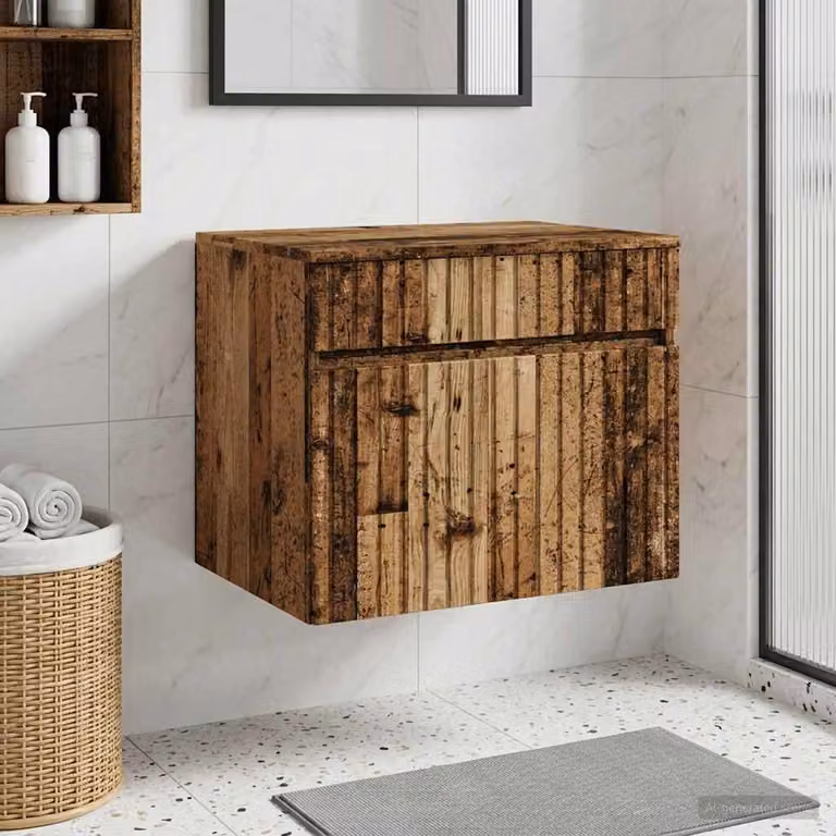 Mobiletto da bagno a muro vidaXL in legno color marrone opaco L: 59 cm, P: 44,5 cm, H: 50 cm