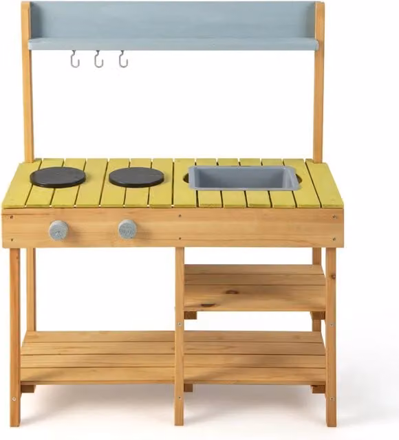 Cucina giocattolo per bambini in legno e plastica con 2 fuochi e lavello, multicolore, L: 75 cm, P: 35 cm, H: 92 cm