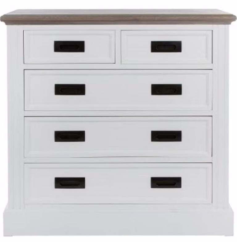 Casa Padrino cassettiera in stile country a 5 cassetti bianco/grigio 85 x 40 x h. 86 cm - Mobili in stile country