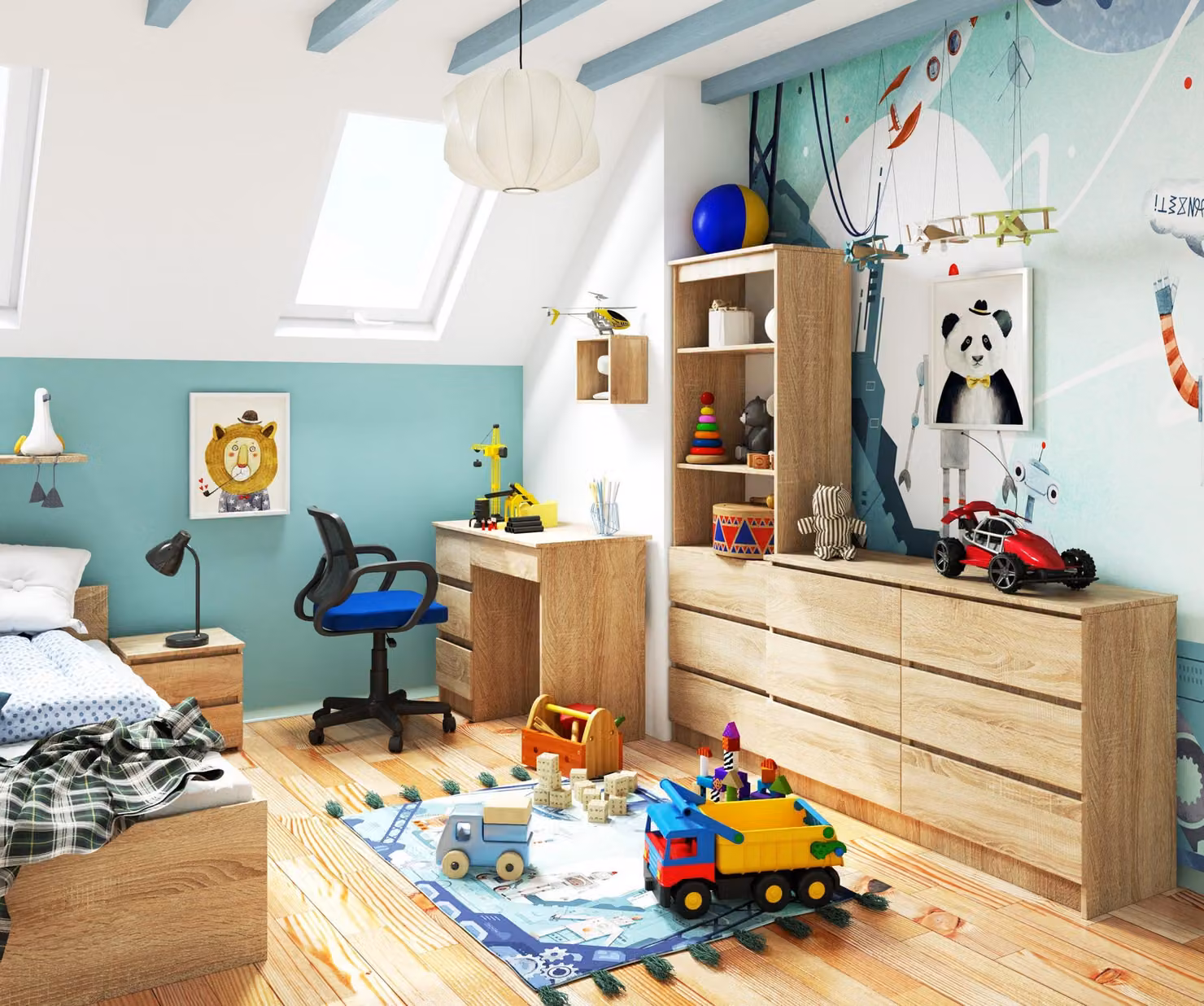 Scrivania da 90 cm con 4 cassetti, scrivania per computer, scrivania da lavoro per ufficio e bambini