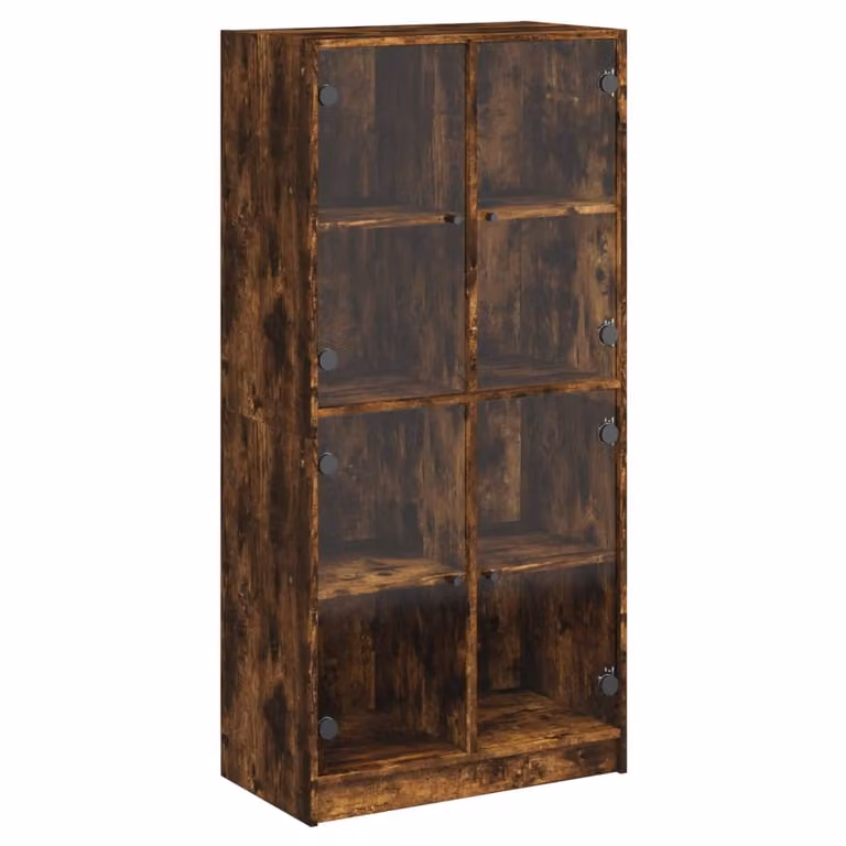 Credenza con Ante Rovere Fumo 68x37x142 cm Legno Multistrato