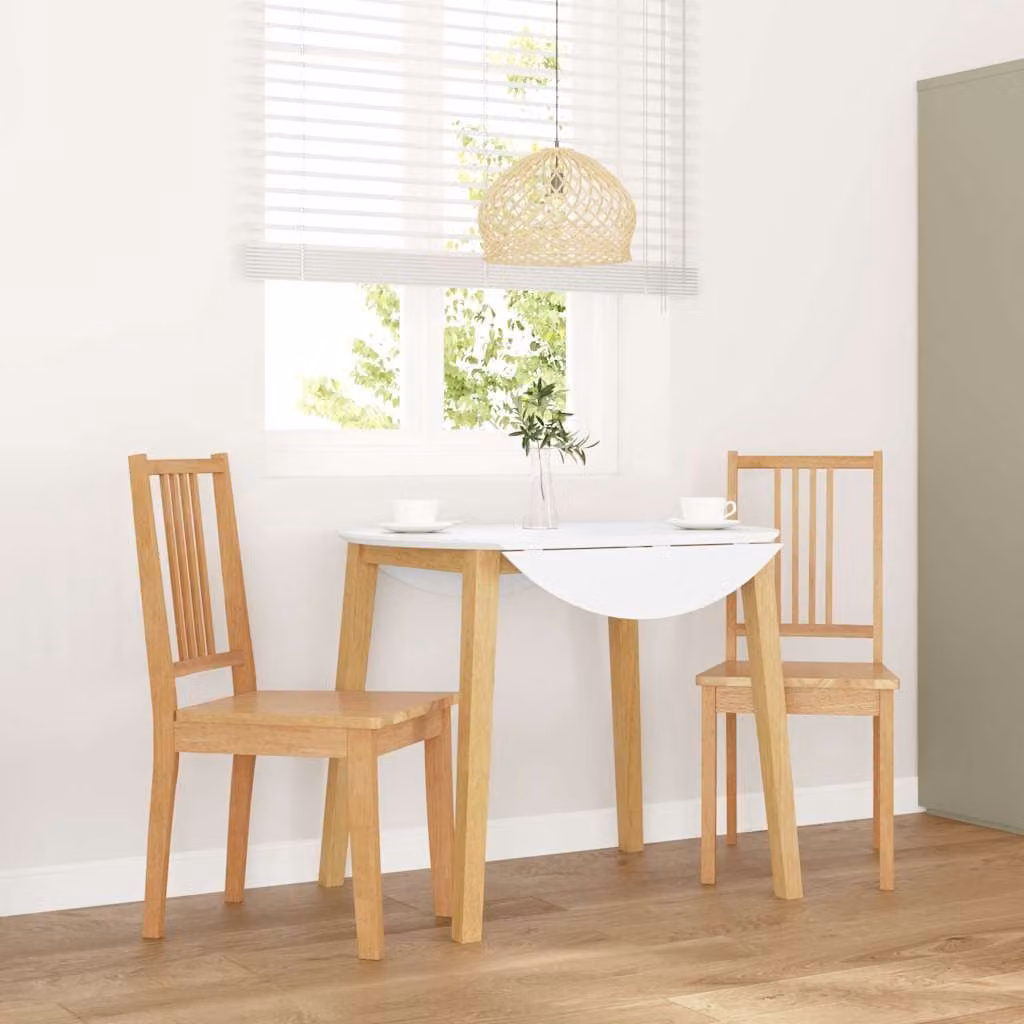 Set di 2 sedie da pranzo vidaXL in legno massello di Hevea naturale, stile scandinavo, colore beige/marrone