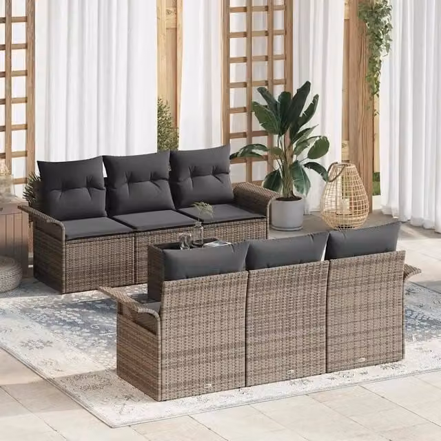 Set Divano da Giardino 7 pz Grigio polyrattan 3345249