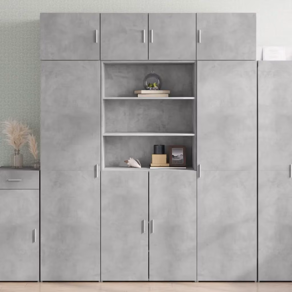 Credenza moderna vidaXL in legno e MDF, Grigio, L 80 x P 42,5 x H 185 cm