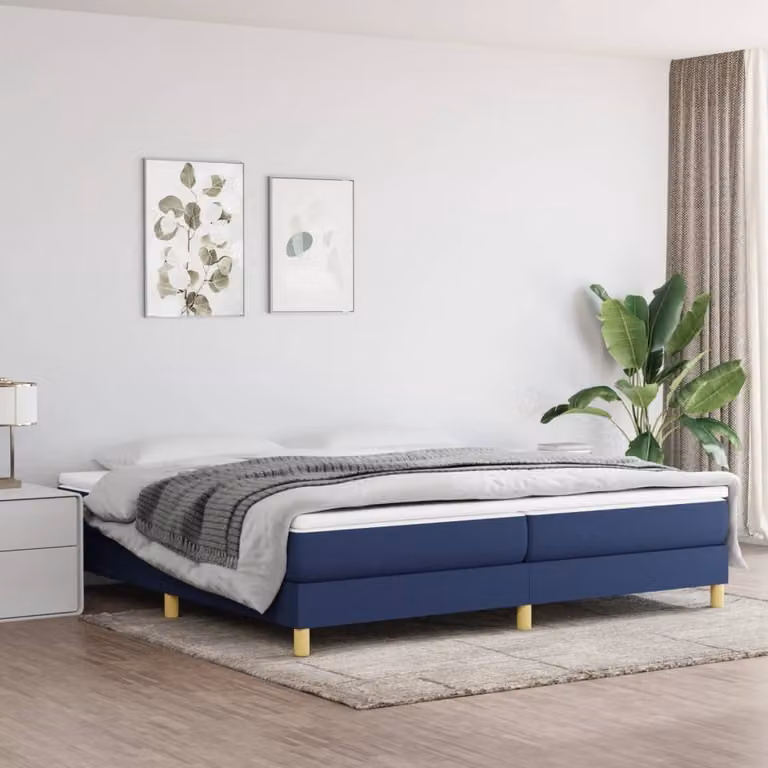 Maison Exclusive - Struttura Letto a Rete a Molle Blu 200x200 cm in Tessuto