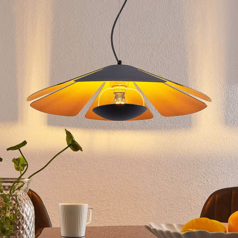 Lampada a sospensione Jemmily Lucande, dimmerabile, Nero, Soggiorno / Sala da pranzo, Alluminio, Design, Lampada a sospensione