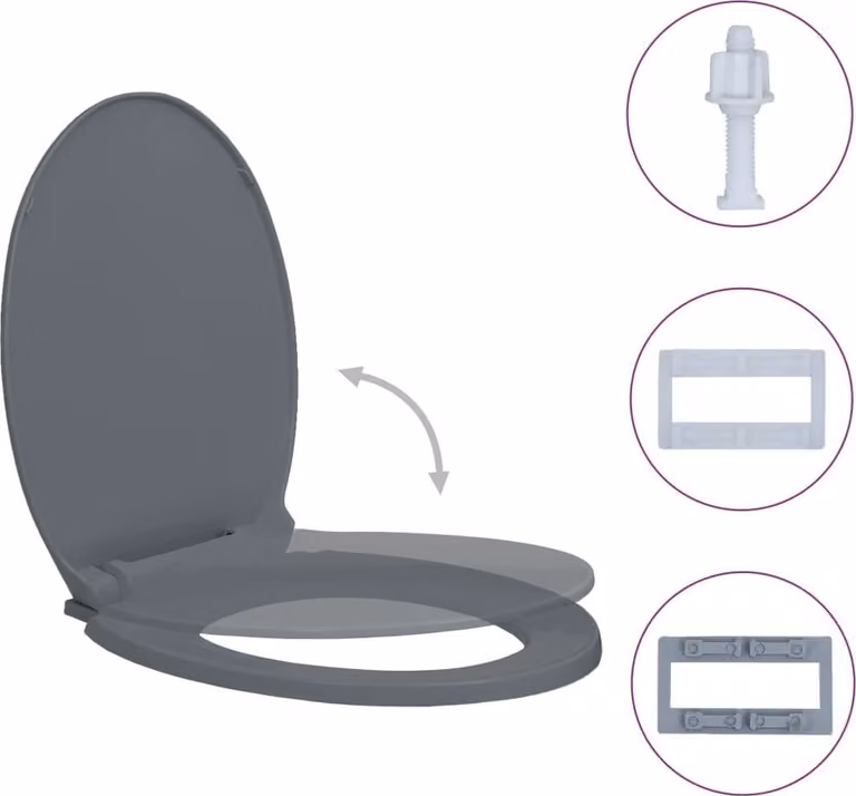 Tavoletta WC a Chiusura Ammortizzata Grigio Ovale