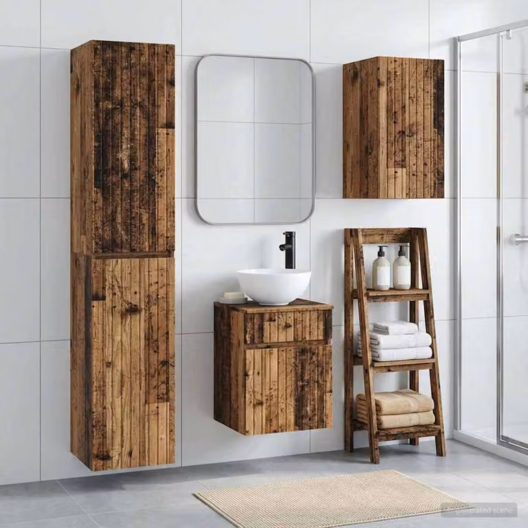 Set di mobili per il bagno vidaXL in legno marrone, 3 pezzi, stile minimalista, L/P/H: 33 x 34,5 x 160 cm