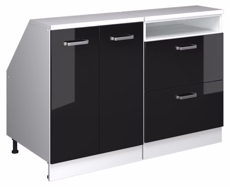 Mobile cucina sottotetto Vicco R-Line Nero lucido 120 cm Set di 2 carcasse armadio profondità 60 cm, Model 60018