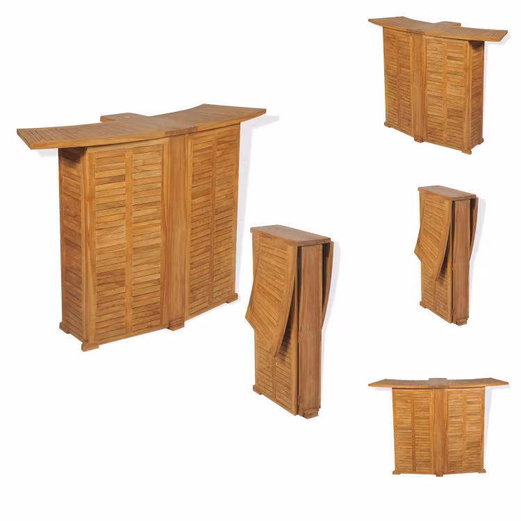 vidaXL Tavolo bar pieghevole 155x53x105 cm in teak massiccio - Tavoli da giardino
