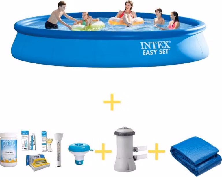 Piscina Intex Easy Set - 457 x 84 cm - Include il pacchetto di manutenzione WAYS, la pompa di filtraggio e il telo di fondo