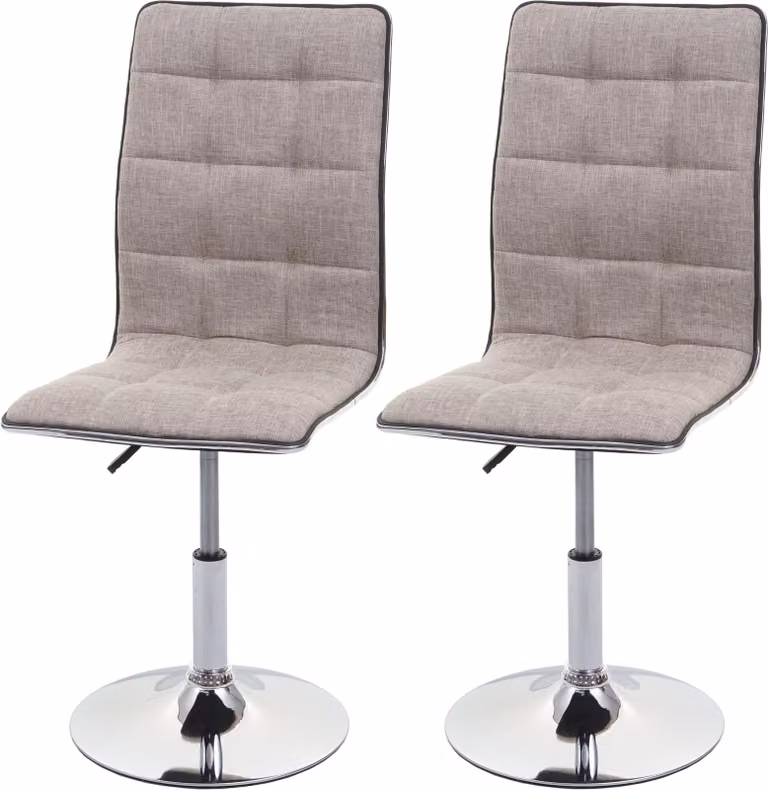 Set da 2 sedie da pranzo MCW-C41, sedia da cucina, regolabile in altezza e girevole, tessuto MVG ~ crema-grigio