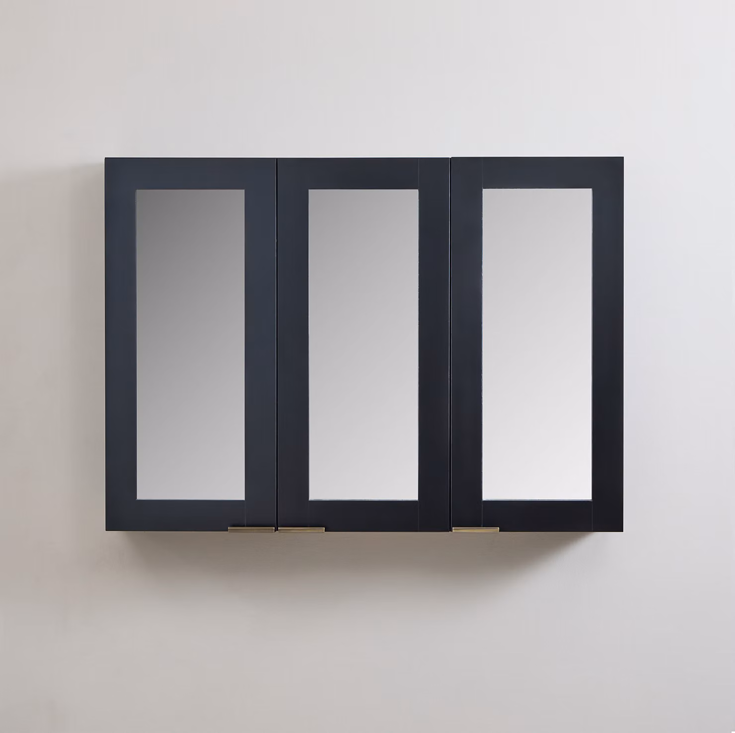 Mobiletto a Specchio da 600mm x 650mm Nero Grigio - Completo di Maniglie con Impugnature a Dito in Ottone Spazzolato - Cluo