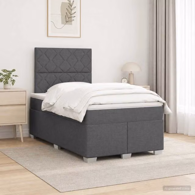 Letto box spring con materasso Grigio Scuro 120 x 190 cm 3454832