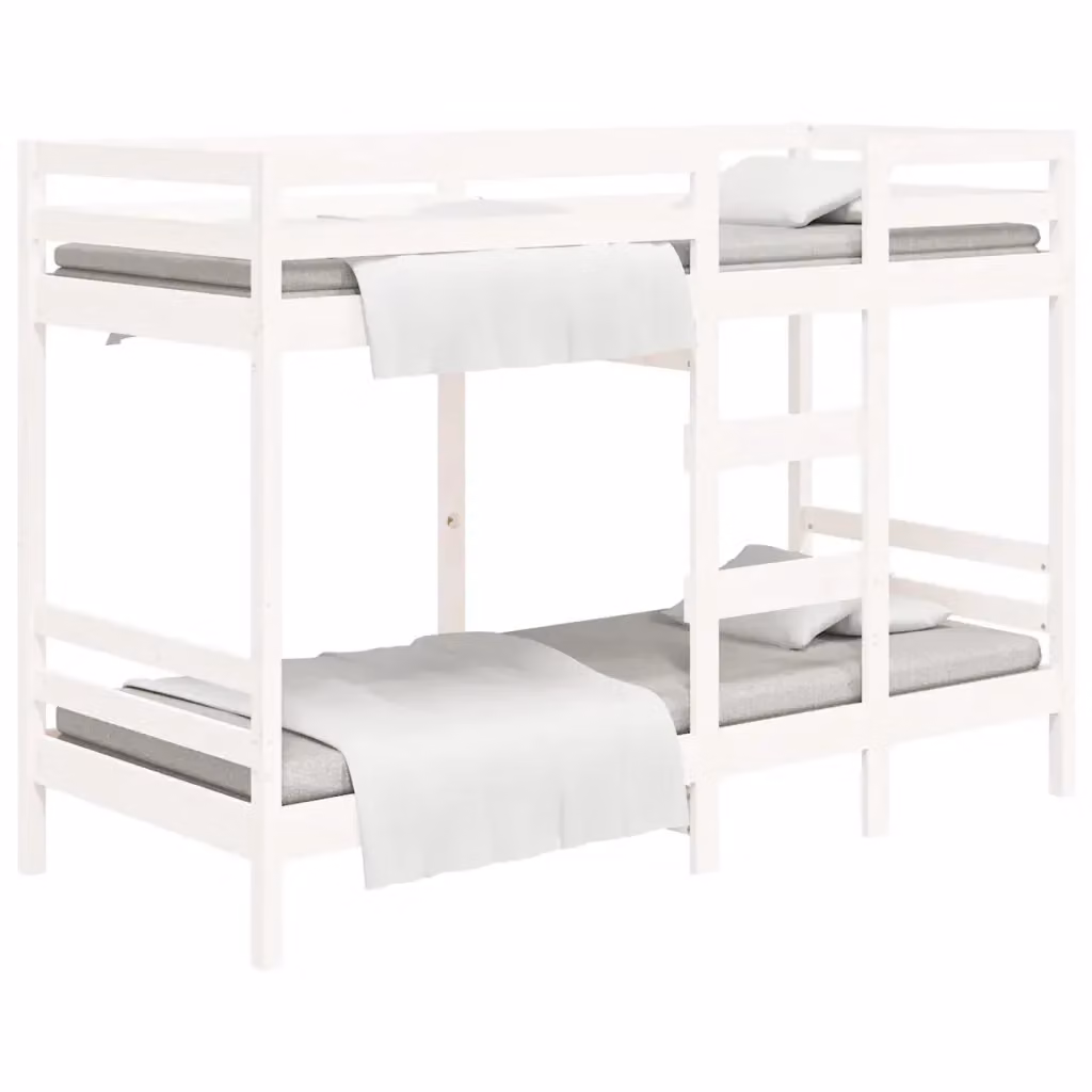 Letto a Castello per Bambini vidaXL in Legno Massello di Pino Bianco L/P/H: 200 x 90 x 141,5 cm – 2