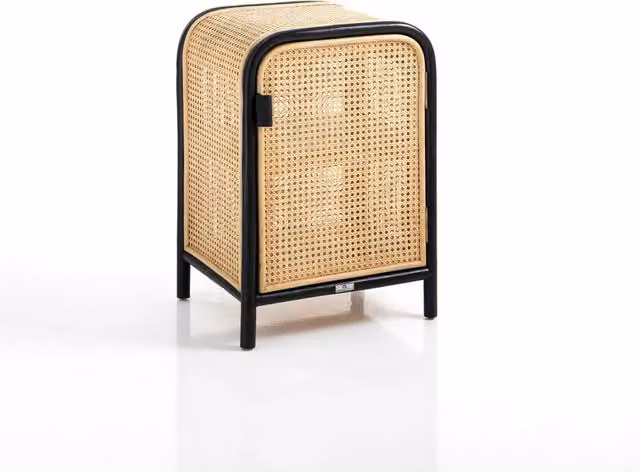 Armadietto in rattan nero 2 ripiani