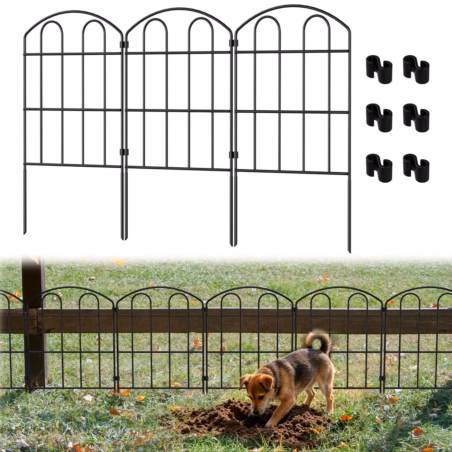 Recinzione per giardino, 10 pannelli, recinzione a paletti senza necessità di scavo, barriera protettiva per animali