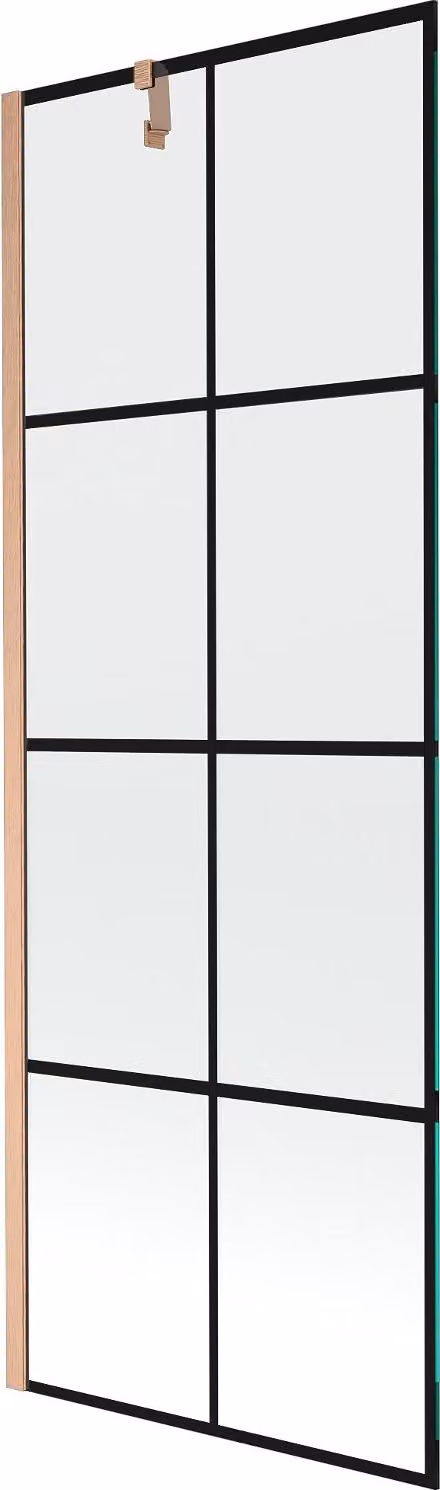 Mexen Next paraschizzi da doccia a 1 anta 70 x 150 cm, reticolo nero, rame spazzolato - 895-070-000-00-77-65