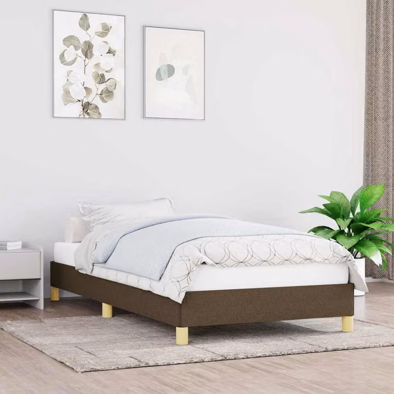 vidaXL Giroletto senza Materasso Marrone Scuro in Tessuto L/P/H: 200 x 80 x 25 cm