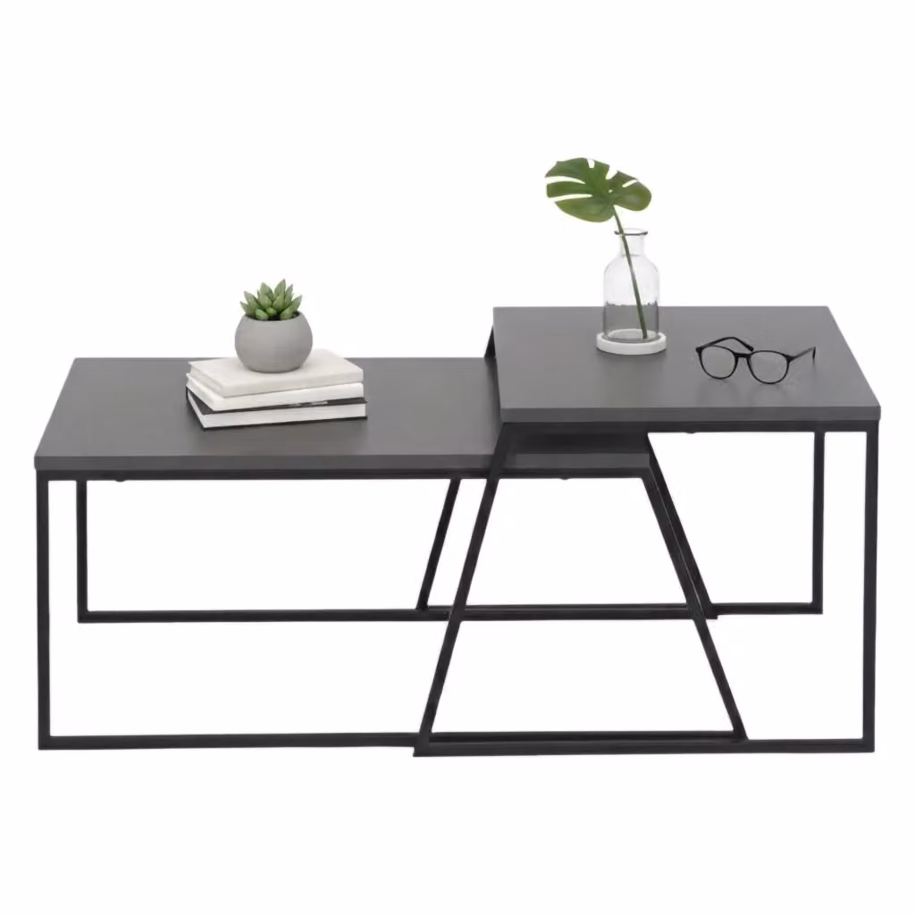 DMORA Tavolino da Soggiorno Moderno Rettangolare Antracite e Nero L: 88 cm, P: 50 cm, H: 38 cm – 2