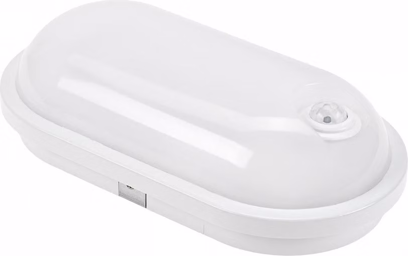 Spectrum LED Lampada da esterno a parete, bianca, ovale, IP54, 20 W, 2300 lm, bianco neutro 4000 K, con sensore di movimento