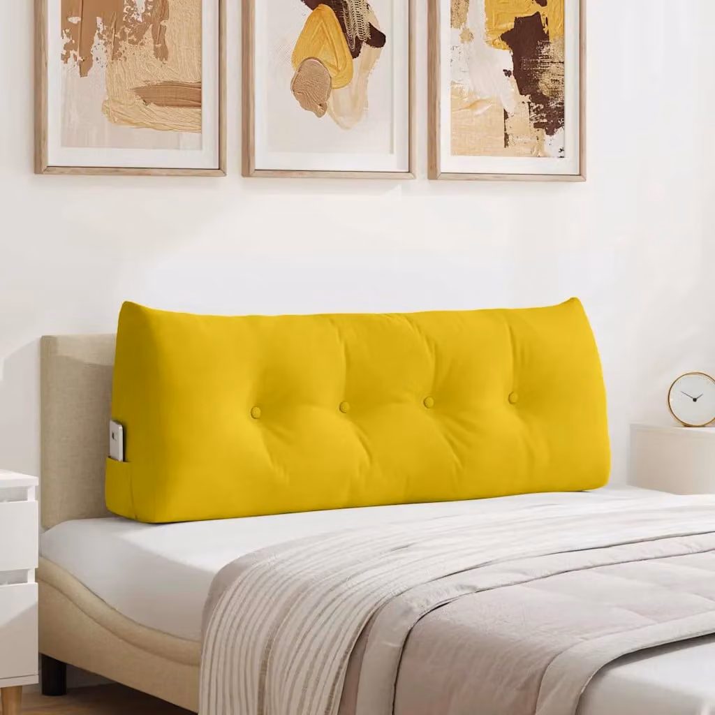 vidaXL Cuscino per Schiena a Cuneo in Velluto Giallo L: 120 cm, P: 24 cm, H: 50 cm