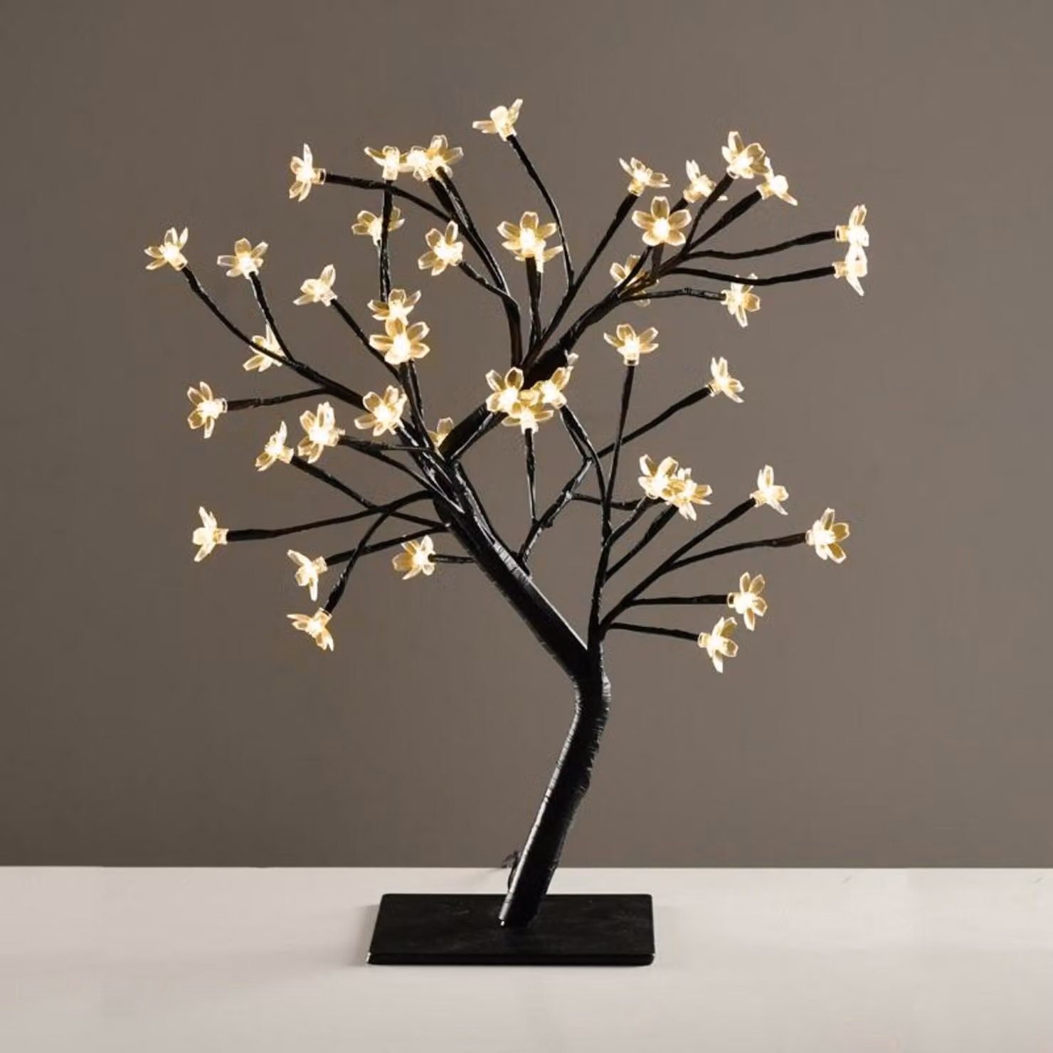 ACA Lighting albero con fiori in silicone 36 LED 220-240V, bianco caldo, IP20, 45cm, 3m cavo nero X1036141