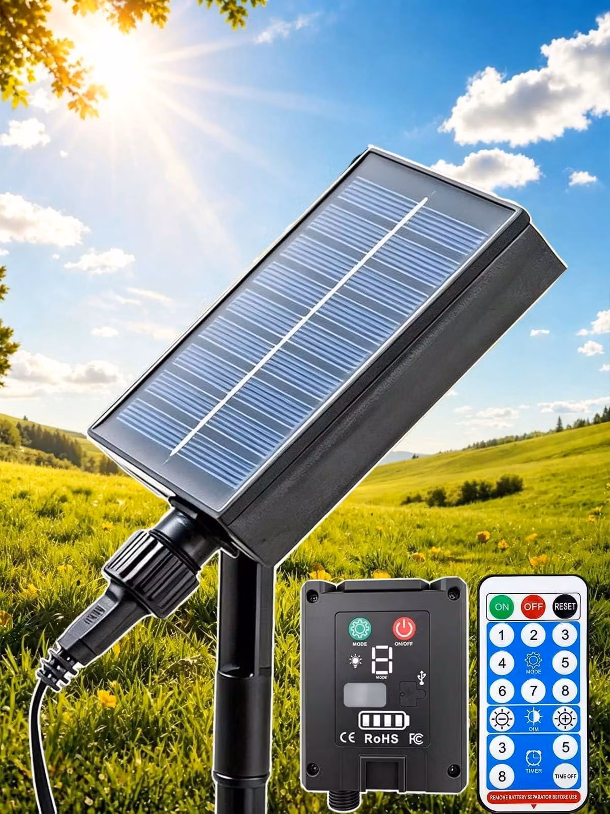 Kit di controllo solare da 1200 mAh, 3,7 V, per catene luminose a LED da 24 V