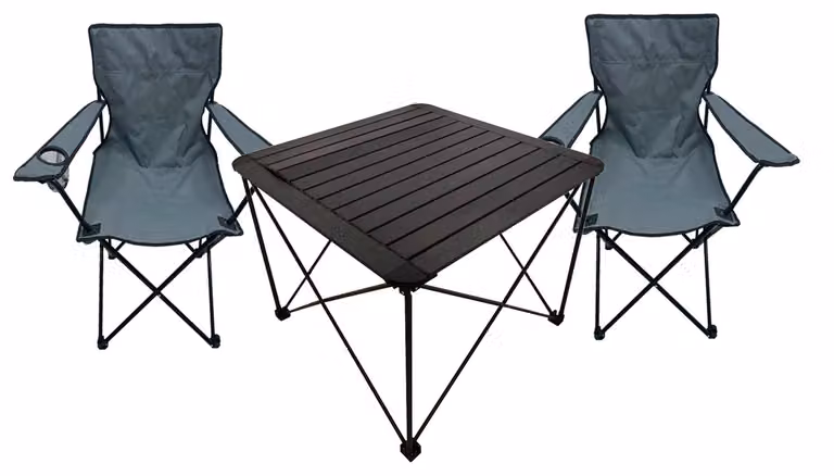 Set di 3 mobili da campeggio: tavolo da campeggio, sedia da campeggio, sedia regista, sedia da pesca