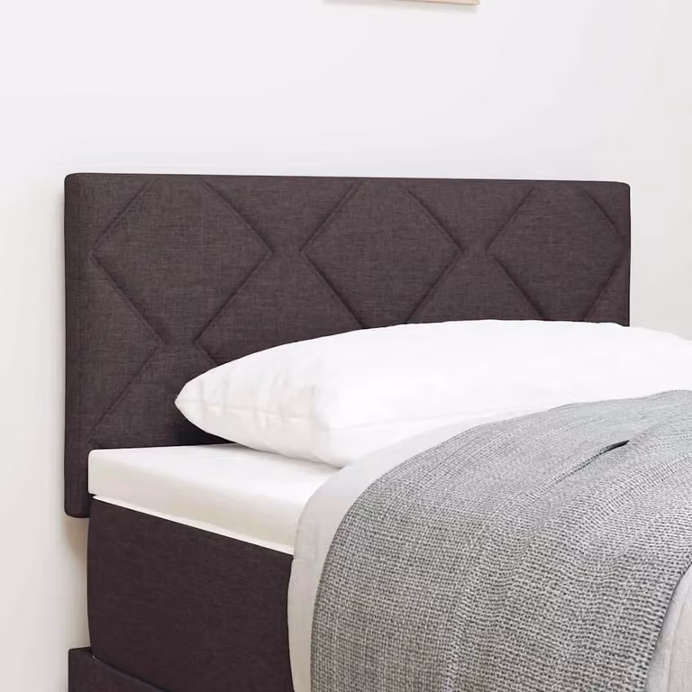 Testiera per letto moderna vidaXL in tessuto marrone scuro con struttura in legno di pino e pannello imbottito con design geometrico
