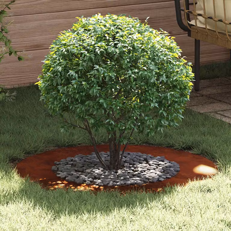 Anello d'Albero Piatto vidaXL in Acciaio Ruggine Marrone Ø 80 cm per Supporto Ornamentale da Giardino