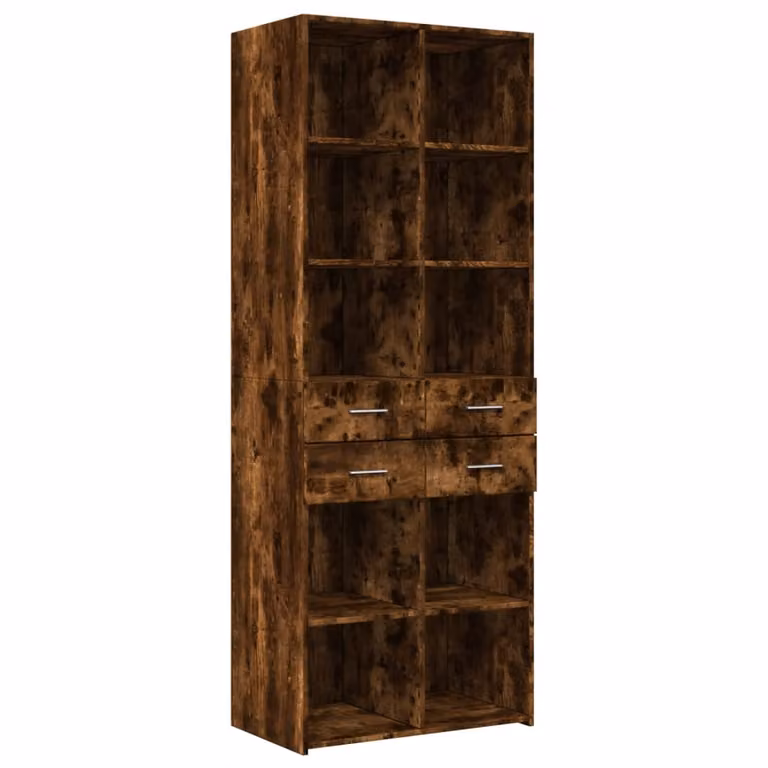Credenza Rovere Fumo 70x42,5x185 cm in Legno Multistrato