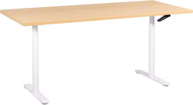 Scrivania regolabile manualmente bianco e marrone chiaro 180 x 72 cm Struttura in acciaio verniciato a polvere
